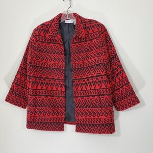 Alfred Dunner Red/Black Southwestern Style Blazer, Size 12
